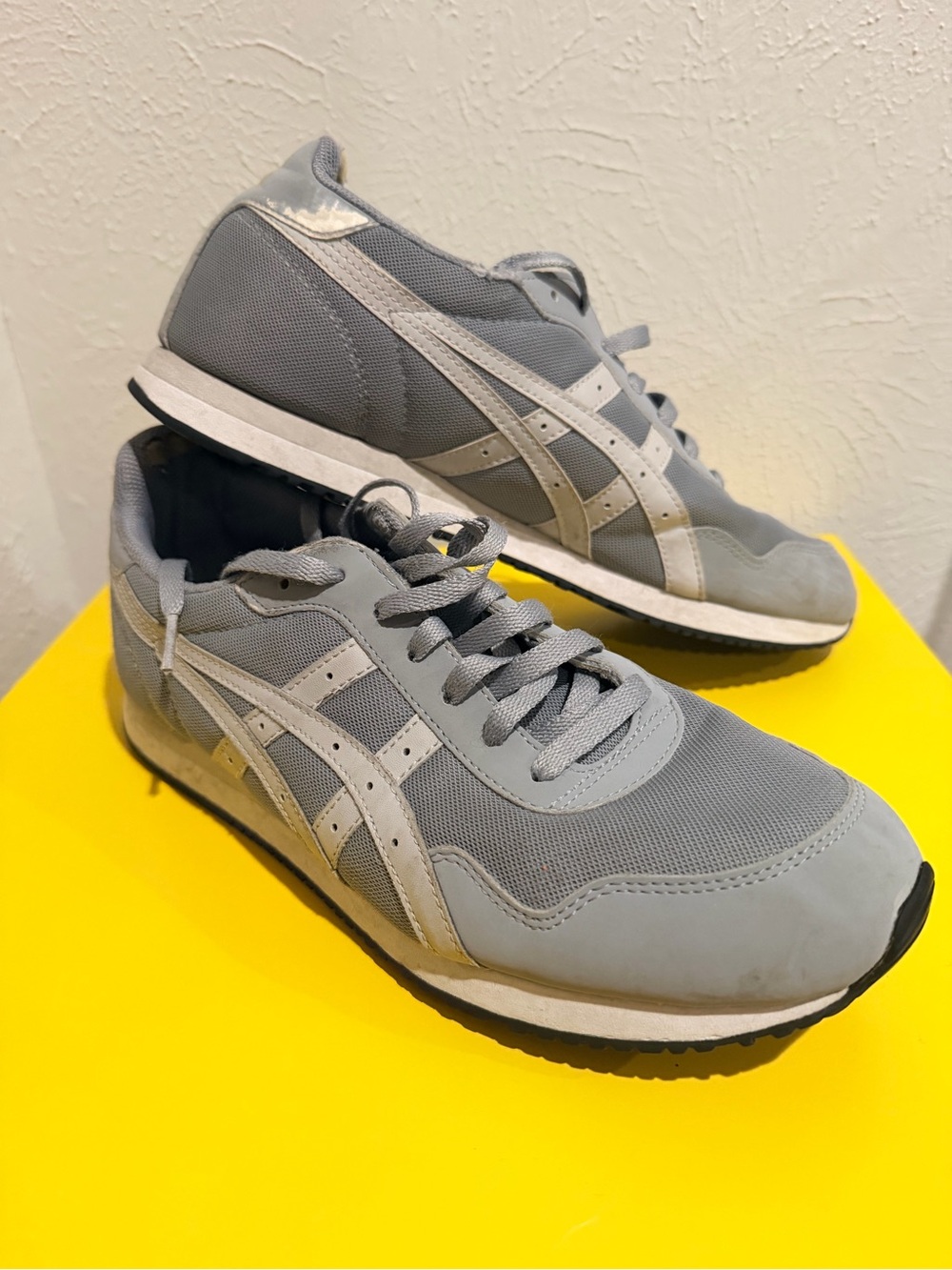 Asics Light Gray and White Athletic Sneakers